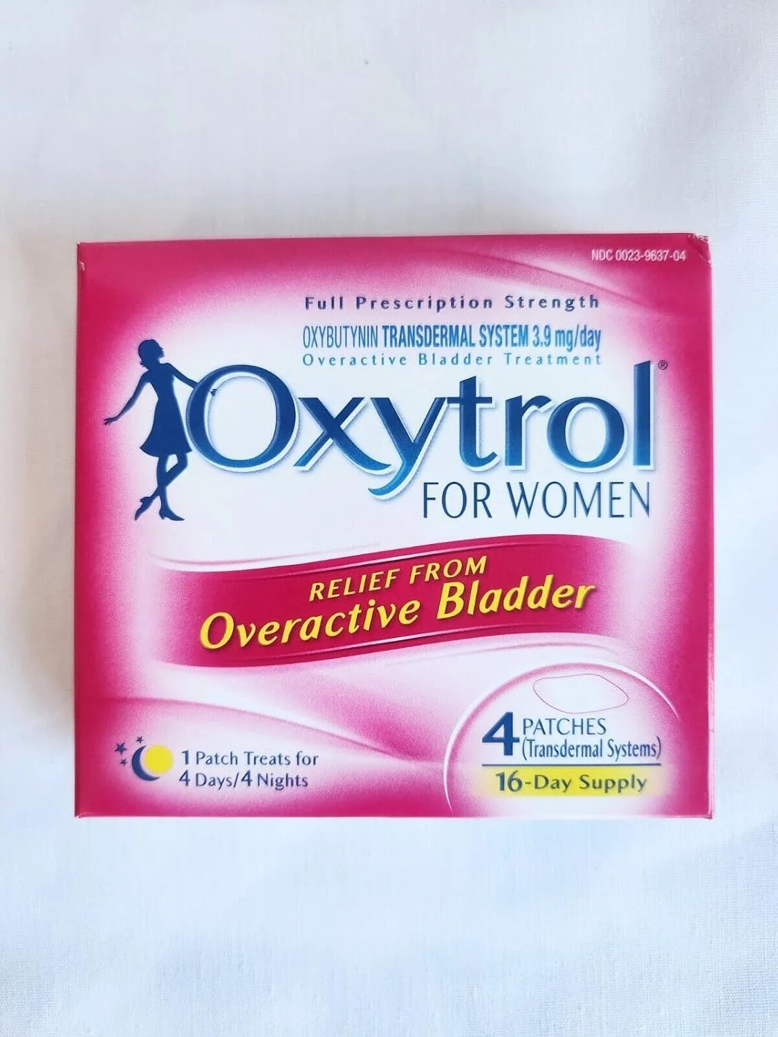A photo of the Oxytrol for Women box of 4 patches, front panel